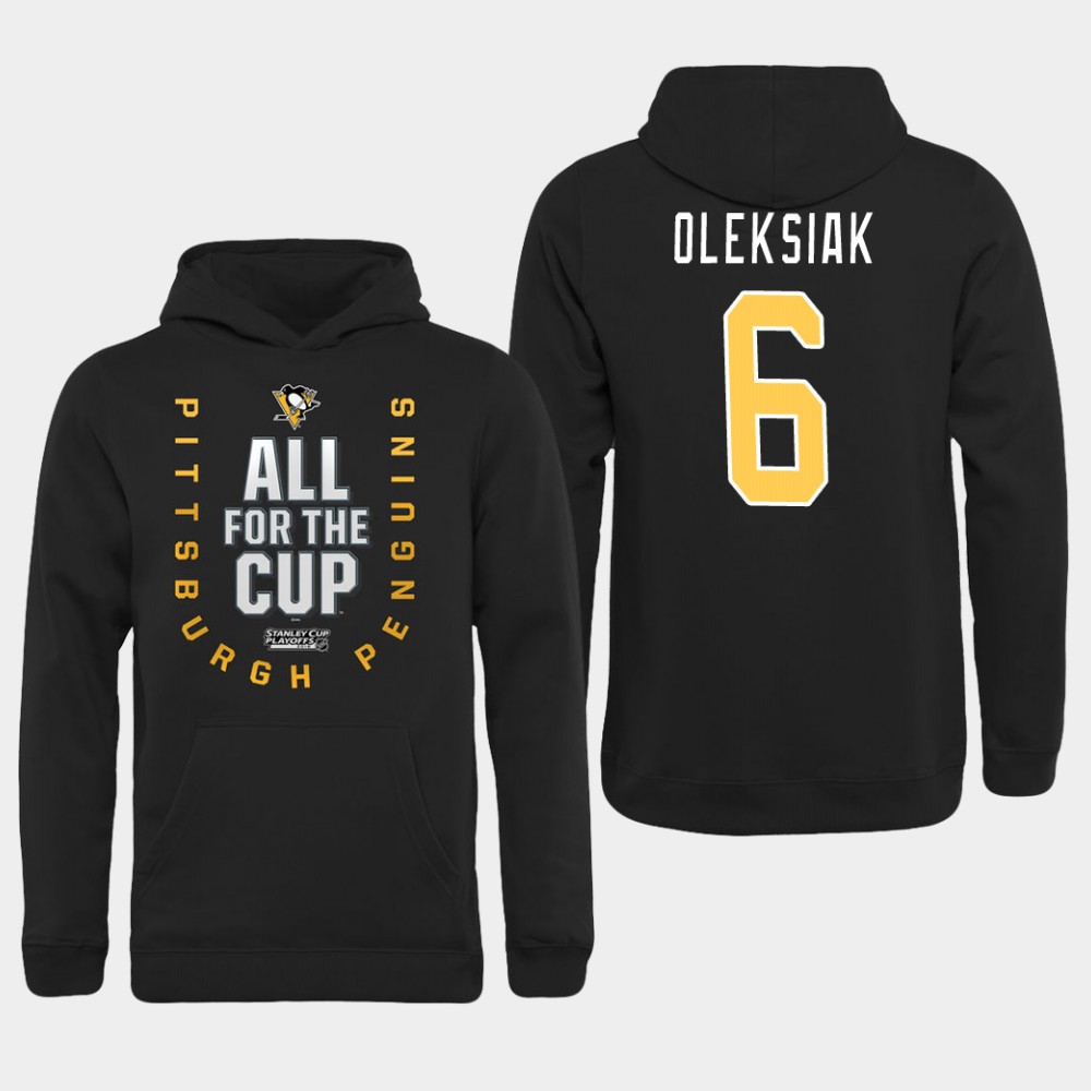 Men NHL Pittsburgh Penguins 6 Oleksiak black All for the Cup Hoodie